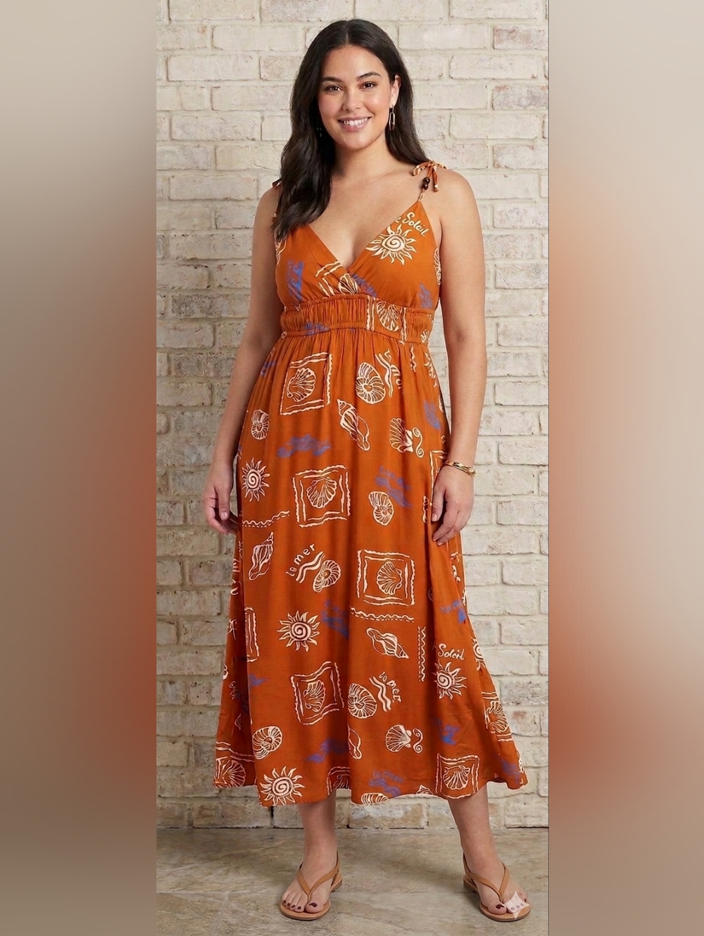 201. NWT - Patrons of Peace Rust Orange Printed Maxi Dress